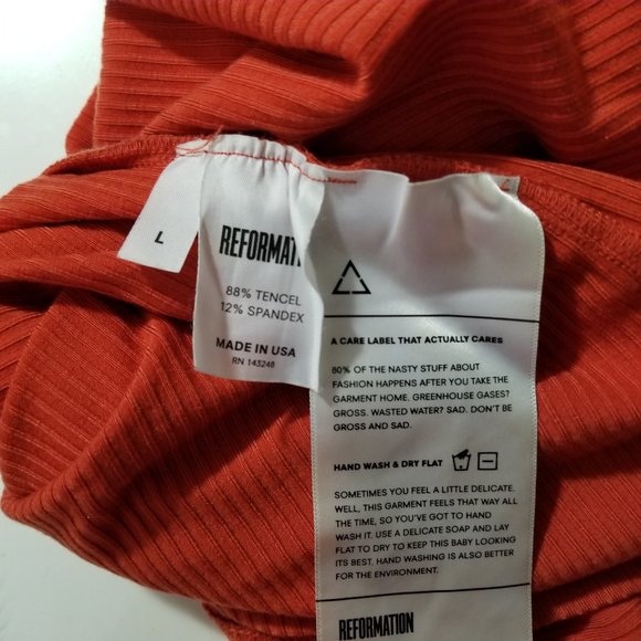 Reformation Cali Ribbed Orange Mock Neck Dress - Picture 8 of 11